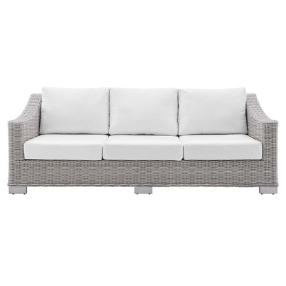 Conway Sunbrella® Outdoor Patio Wicker Rattan Sofa - Light Gray White