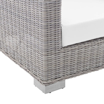 Conway Sunbrella® Outdoor Patio Wicker Rattan Sofa - Light Gray White