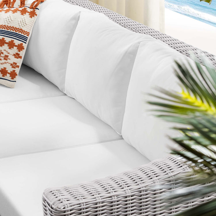 Conway Sunbrella® Outdoor Patio Wicker Rattan Sofa - Light Gray White