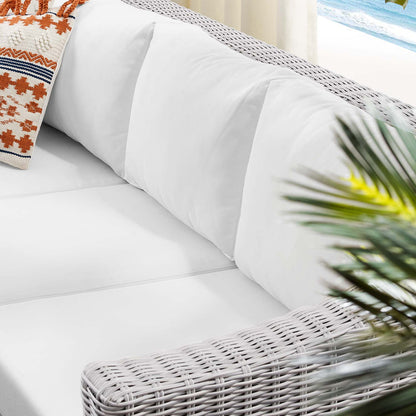 Conway Sunbrella® Outdoor Patio Wicker Rattan Sofa - Light Gray White