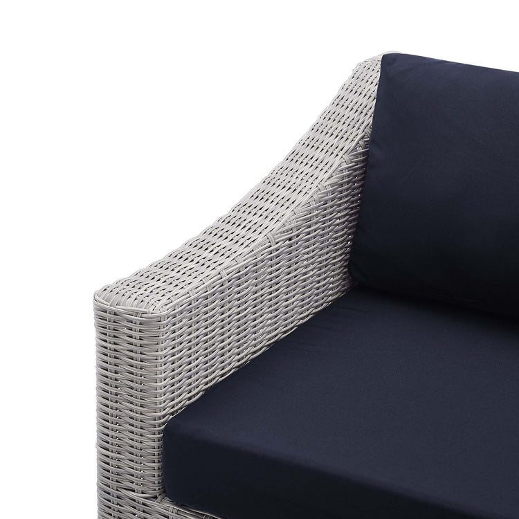 Conway Sunbrella® Outdoor Patio Wicker Rattan Left-Arm Chair - Light Gray Navy