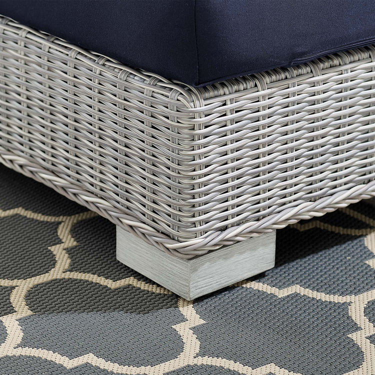 Conway Sunbrella® Outdoor Patio Wicker Rattan Left-Arm Chair - Light Gray Navy