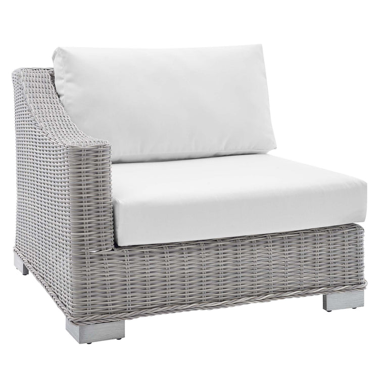 Conway Sunbrella® Outdoor Patio Wicker Rattan Left-Arm Chair - Light Gray White