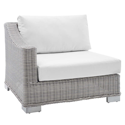 Conway Sunbrella® Outdoor Patio Wicker Rattan Left-Arm Chair - Light Gray White