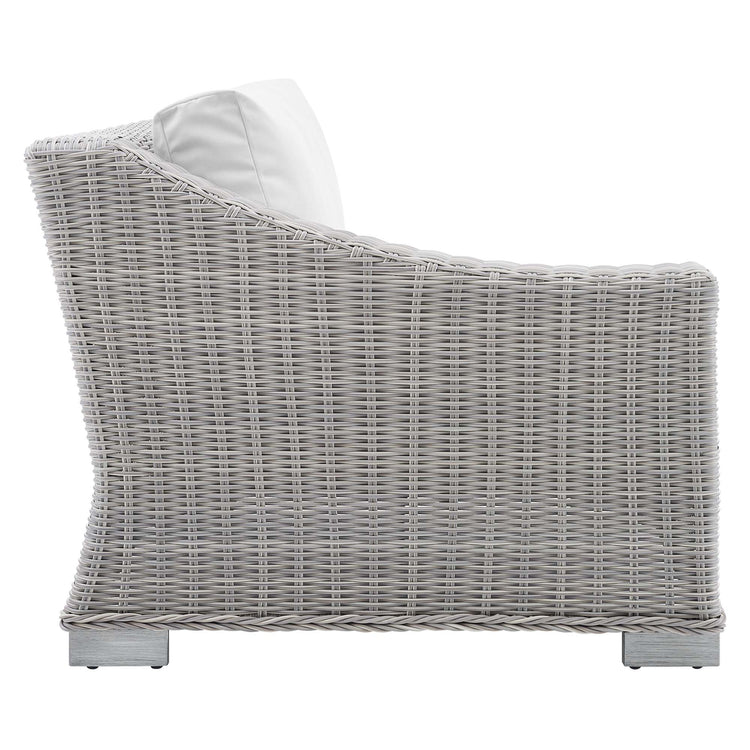 Conway Sunbrella® Outdoor Patio Wicker Rattan Left-Arm Chair - Light Gray White