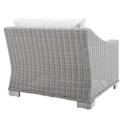 Conway Sunbrella® Outdoor Patio Wicker Rattan Left-Arm Chair - Light Gray White