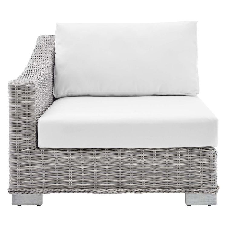 Conway Sunbrella® Outdoor Patio Wicker Rattan Left-Arm Chair - Light Gray White