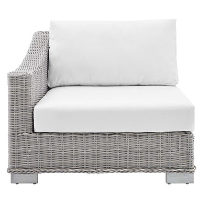 Conway Sunbrella® Outdoor Patio Wicker Rattan Left-Arm Chair - Light Gray White
