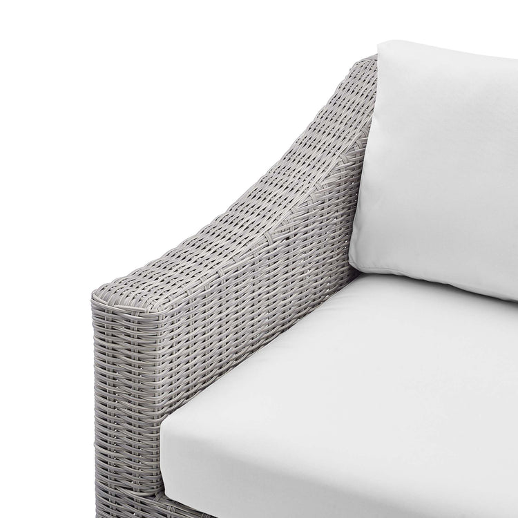 Conway Sunbrella® Outdoor Patio Wicker Rattan Left-Arm Chair - Light Gray White