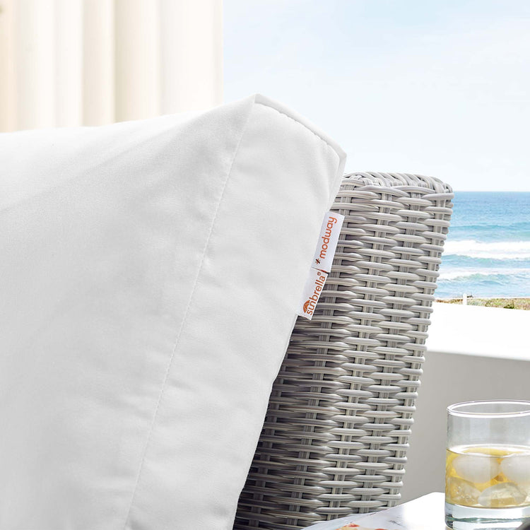 Conway Sunbrella® Outdoor Patio Wicker Rattan Left-Arm Chair - Light Gray White