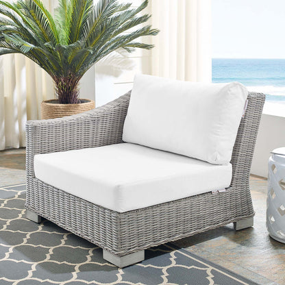 Conway Sunbrella® Outdoor Patio Wicker Rattan Left-Arm Chair - Light Gray White