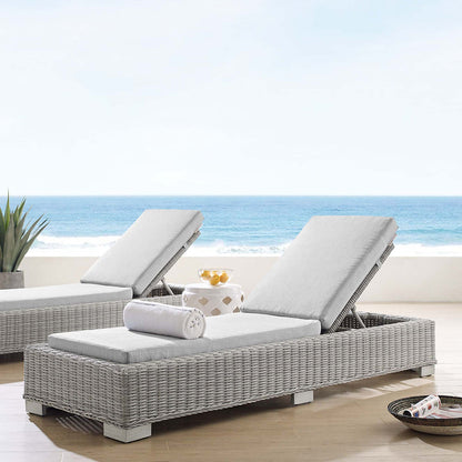 Conway Sunbrella® Outdoor Patio Wicker Rattan Chaise Lounge - Light Gray Gray