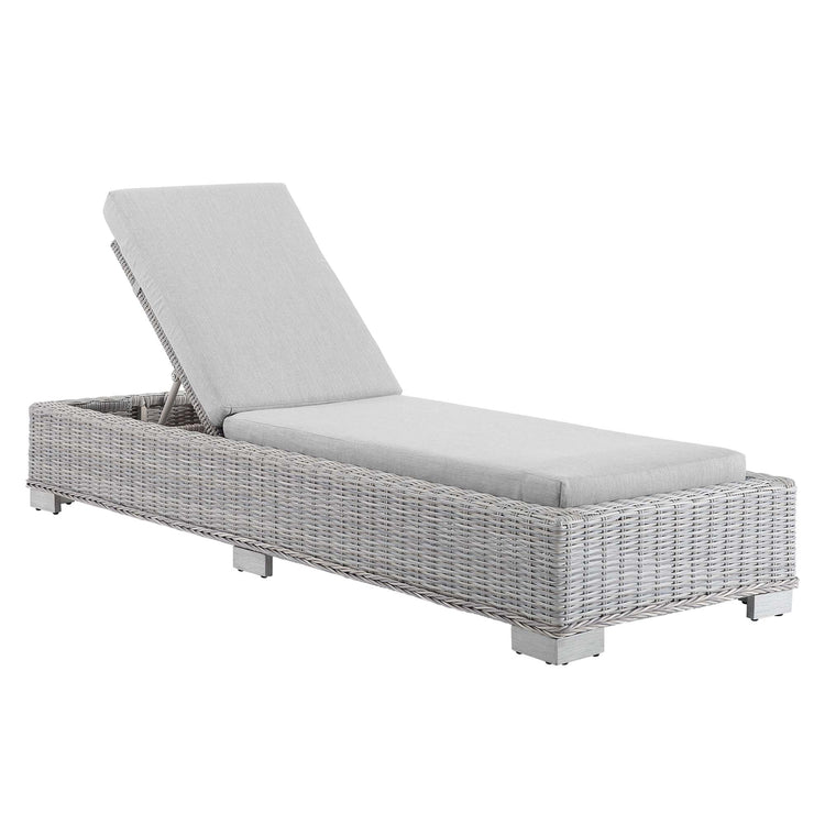 Conway Sunbrella® Outdoor Patio Wicker Rattan Chaise Lounge - Light Gray Gray