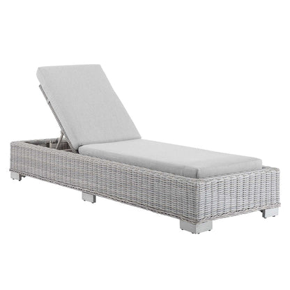 Conway Sunbrella® Outdoor Patio Wicker Rattan Chaise Lounge - Light Gray Gray