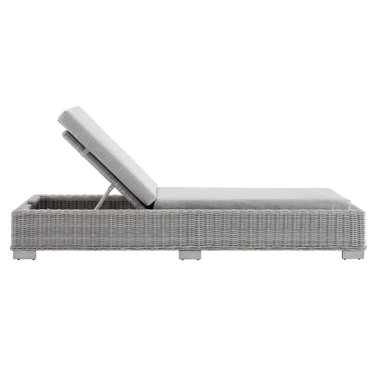 Conway Sunbrella® Outdoor Patio Wicker Rattan Chaise Lounge - Light Gray Gray