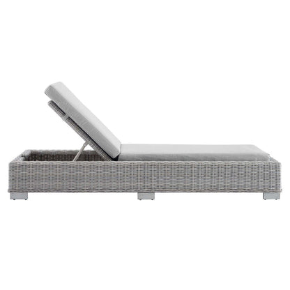 Conway Sunbrella® Outdoor Patio Wicker Rattan Chaise Lounge - Light Gray Gray