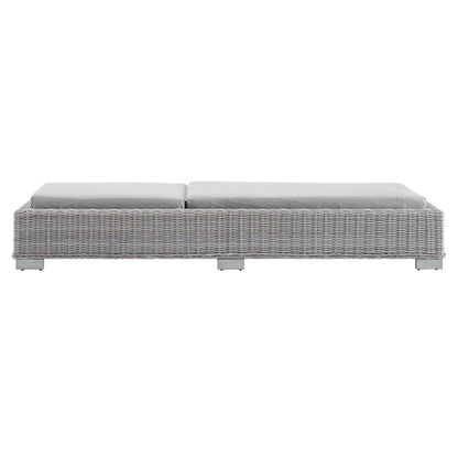 Conway Sunbrella® Outdoor Patio Wicker Rattan Chaise Lounge - Light Gray Gray