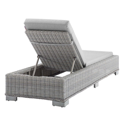 Conway Sunbrella® Outdoor Patio Wicker Rattan Chaise Lounge - Light Gray Gray