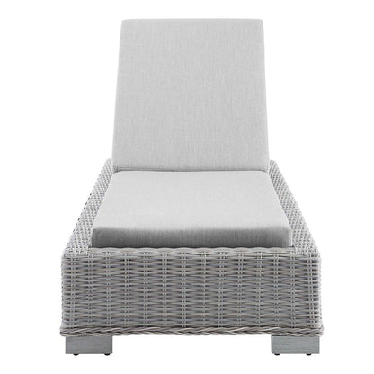 Conway Sunbrella® Outdoor Patio Wicker Rattan Chaise Lounge - Light Gray Gray