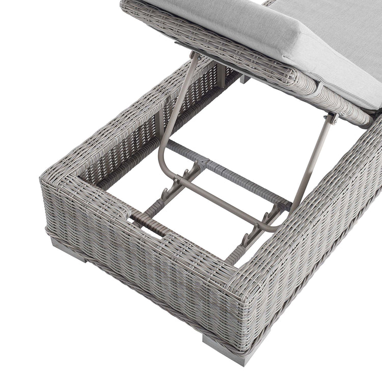 Conway Sunbrella® Outdoor Patio Wicker Rattan Chaise Lounge - Light Gray Gray