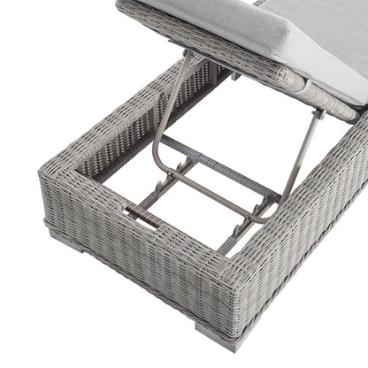 Conway Sunbrella® Outdoor Patio Wicker Rattan Chaise Lounge - Light Gray Gray
