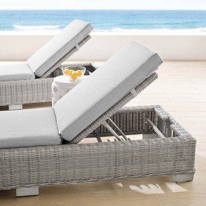 Conway Sunbrella® Outdoor Patio Wicker Rattan Chaise Lounge - Light Gray Gray