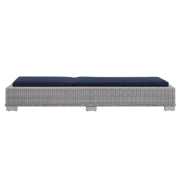 Conway Sunbrella® Outdoor Patio Wicker Rattan Chaise Lounge - Light Gray Navy