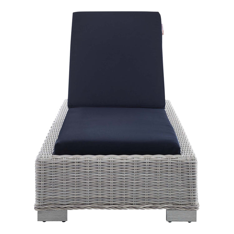 Conway Sunbrella® Outdoor Patio Wicker Rattan Chaise Lounge - Light Gray Navy