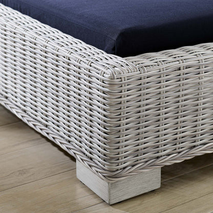 Conway Sunbrella® Outdoor Patio Wicker Rattan Chaise Lounge - Light Gray Navy
