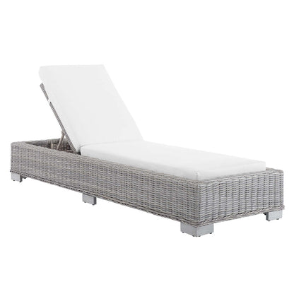 Conway Sunbrella® Outdoor Patio Wicker Rattan Chaise Lounge - Light Gray White