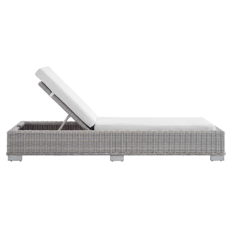 Conway Sunbrella® Outdoor Patio Wicker Rattan Chaise Lounge - Light Gray White