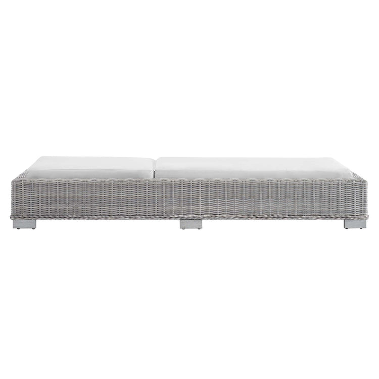Conway Sunbrella® Outdoor Patio Wicker Rattan Chaise Lounge - Light Gray White