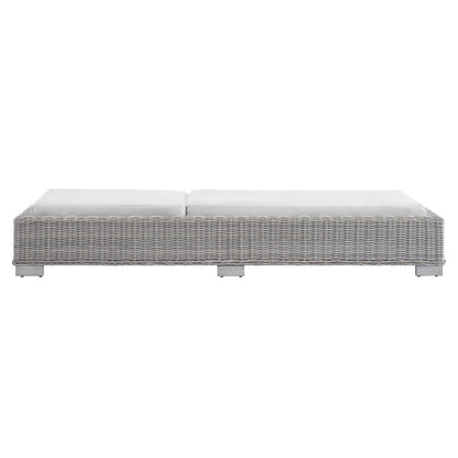 Conway Sunbrella® Outdoor Patio Wicker Rattan Chaise Lounge - Light Gray White