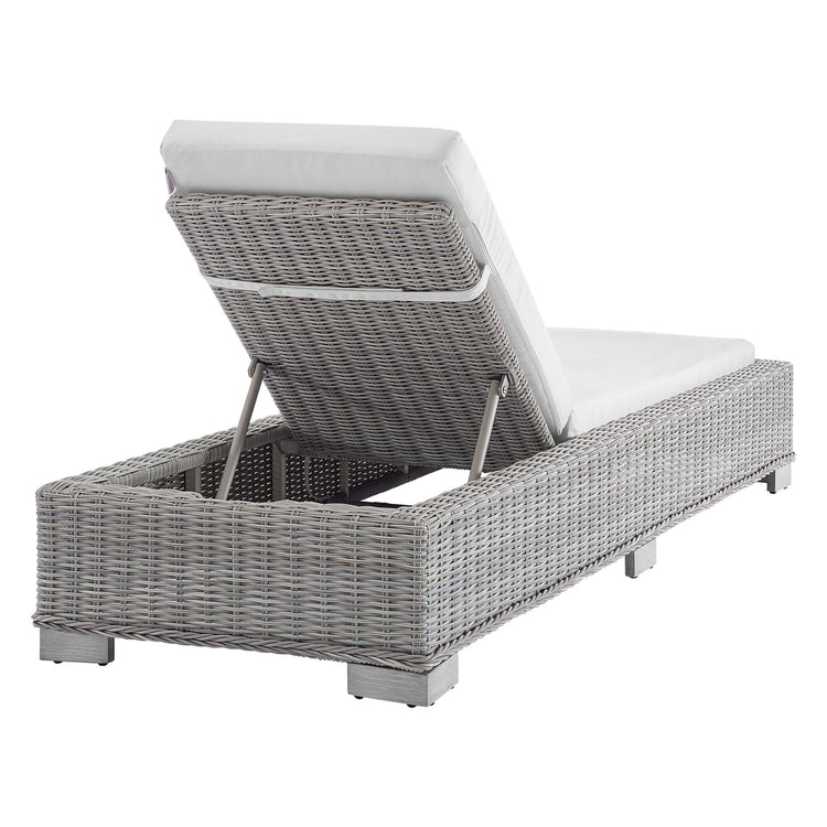 Conway Sunbrella® Outdoor Patio Wicker Rattan Chaise Lounge - Light Gray White