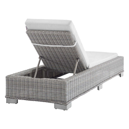 Conway Sunbrella® Outdoor Patio Wicker Rattan Chaise Lounge - Light Gray White