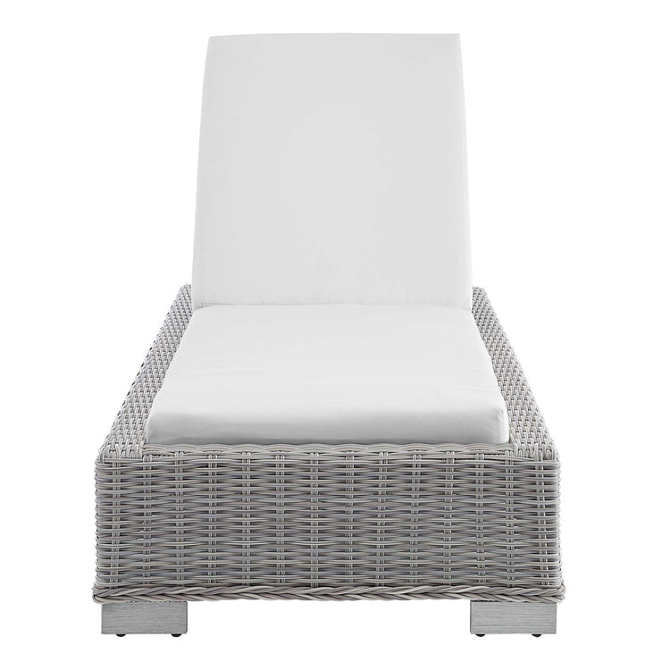 Conway Sunbrella® Outdoor Patio Wicker Rattan Chaise Lounge - Light Gray White