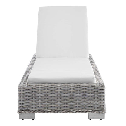 Conway Sunbrella® Outdoor Patio Wicker Rattan Chaise Lounge - Light Gray White
