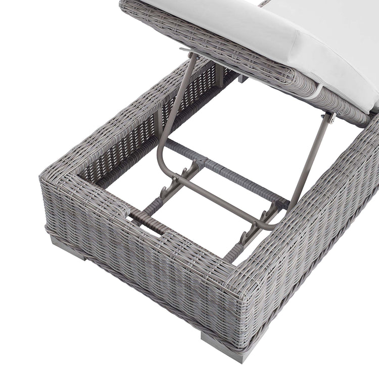 Conway Sunbrella® Outdoor Patio Wicker Rattan Chaise Lounge - Light Gray White
