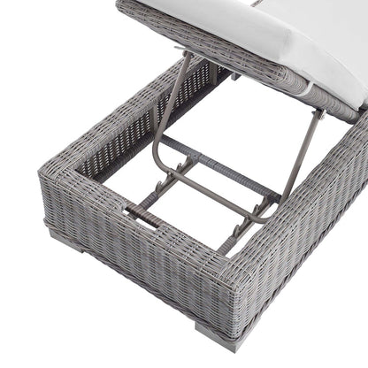 Conway Sunbrella® Outdoor Patio Wicker Rattan Chaise Lounge - Light Gray White