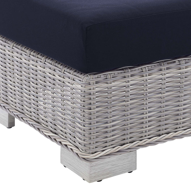 Conway Sunbrella® Outdoor Patio Wicker Rattan Armless Chair - Light Gray Navy
