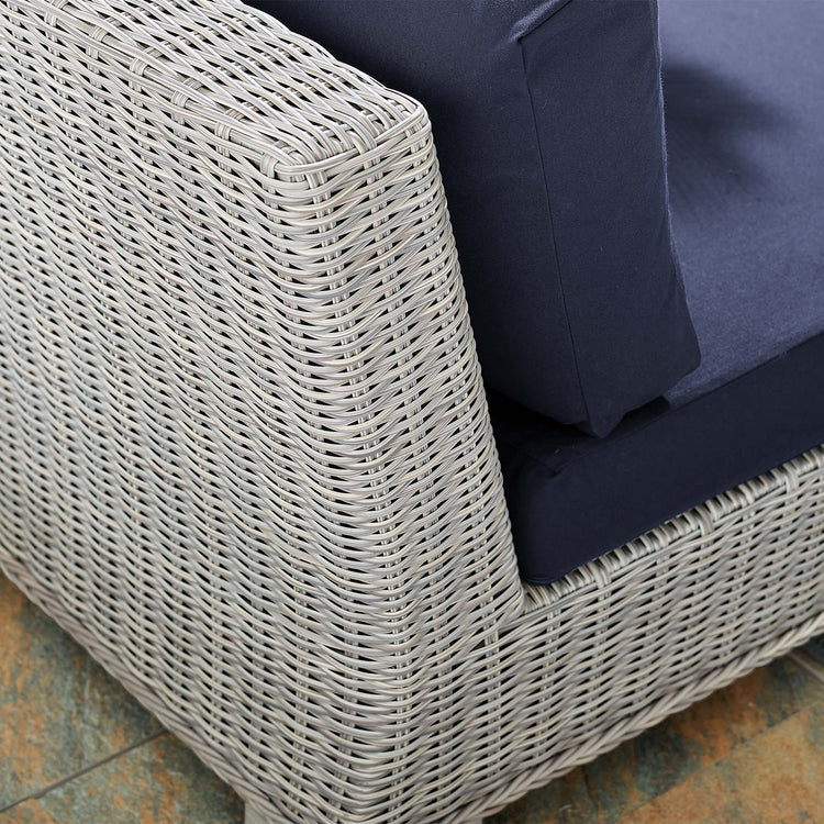 Conway Sunbrella® Outdoor Patio Wicker Rattan Armless Chair - Light Gray Navy