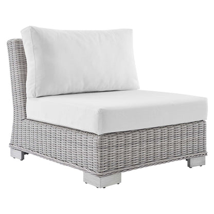 Conway Sunbrella® Outdoor Patio Wicker Rattan Armless Chair - Light Gray White