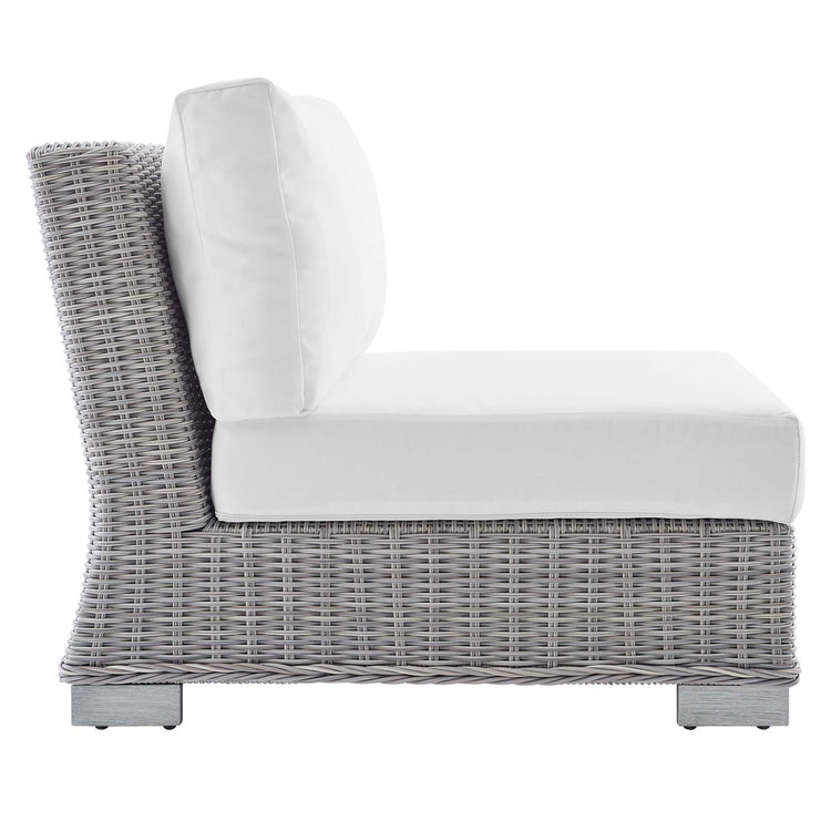 Conway Sunbrella® Outdoor Patio Wicker Rattan Armless Chair - Light Gray White