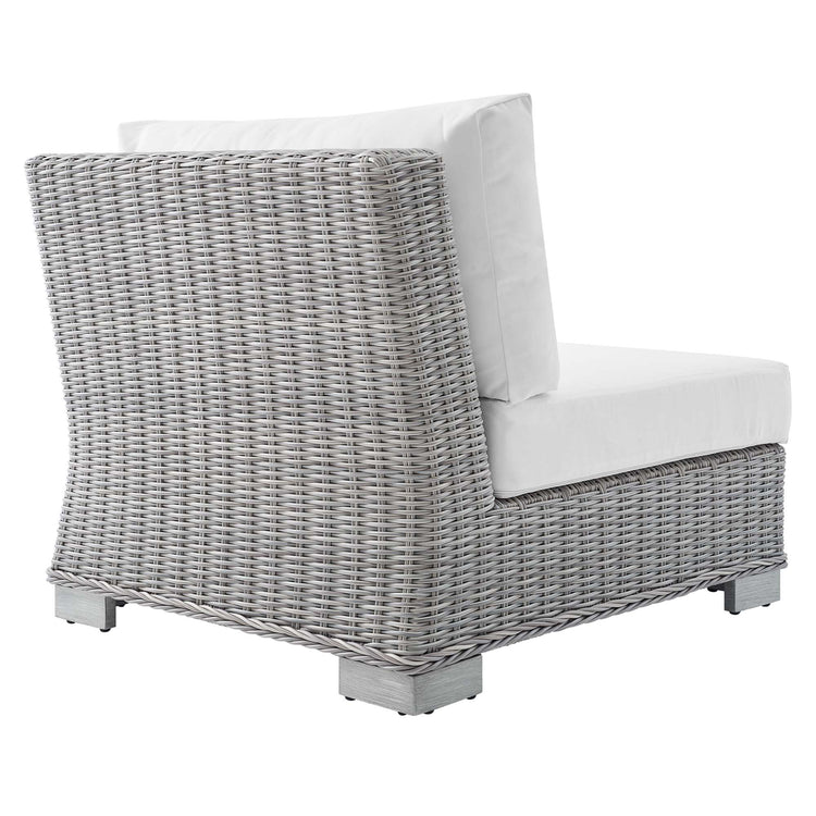 Conway Sunbrella® Outdoor Patio Wicker Rattan Armless Chair - Light Gray White