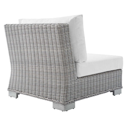 Conway Sunbrella® Outdoor Patio Wicker Rattan Armless Chair - Light Gray White