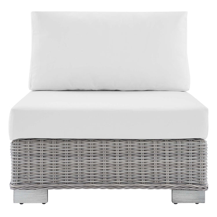 Conway Sunbrella® Outdoor Patio Wicker Rattan Armless Chair - Light Gray White