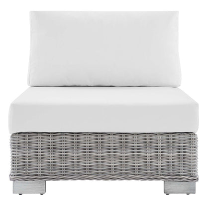 Conway Sunbrella® Outdoor Patio Wicker Rattan Armless Chair - Light Gray White