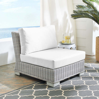 Conway Sunbrella® Outdoor Patio Wicker Rattan Armless Chair - Light Gray White