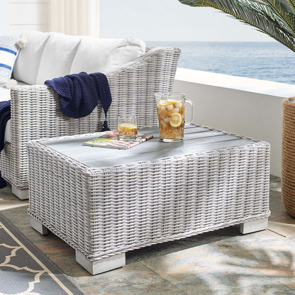 Conway 32" Outdoor Patio Wicker Rattan Coffee Table - Default Title