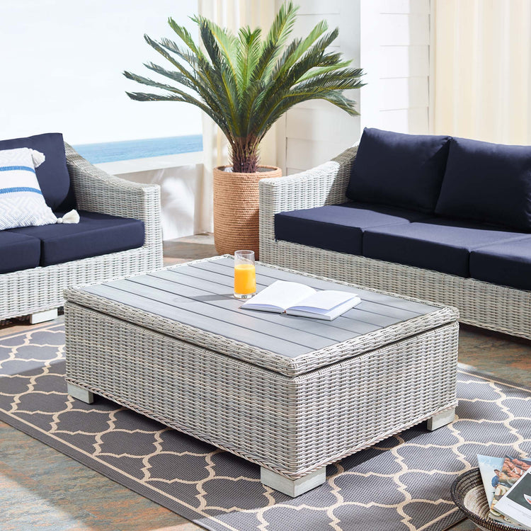 Conway 45" Outdoor Patio Wicker Rattan Coffee Table - Default Title